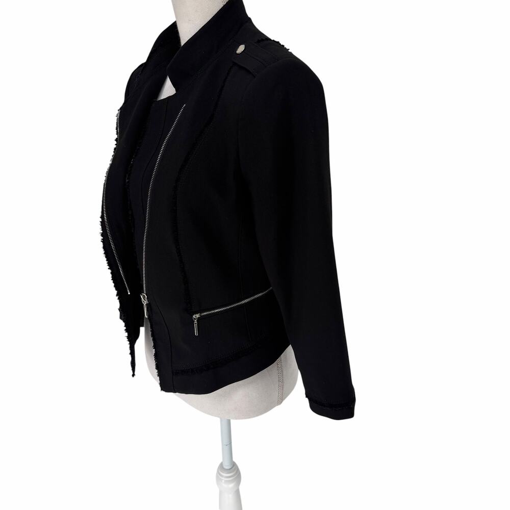 White House Black Market Asymmetrical Zip-Front Moto Jacket Sz 8 - Picture 5 of 9